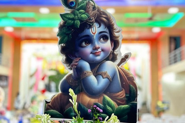 The Special Entry With Radha Krishna Theme