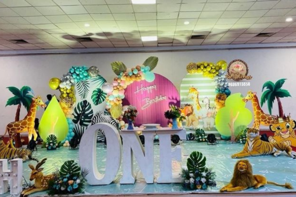 Royal Birthday Celebration With Jungle Theme Decoration