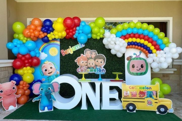 Coco Melon Giggle Garden birthday decoration in Pune by Akshara Events