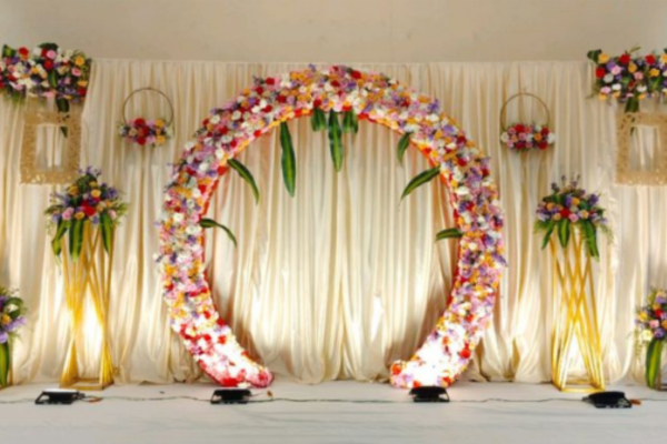   Satrry Celestial Wedding Decoration with Glowing Lights  and  romantic Backdrop 